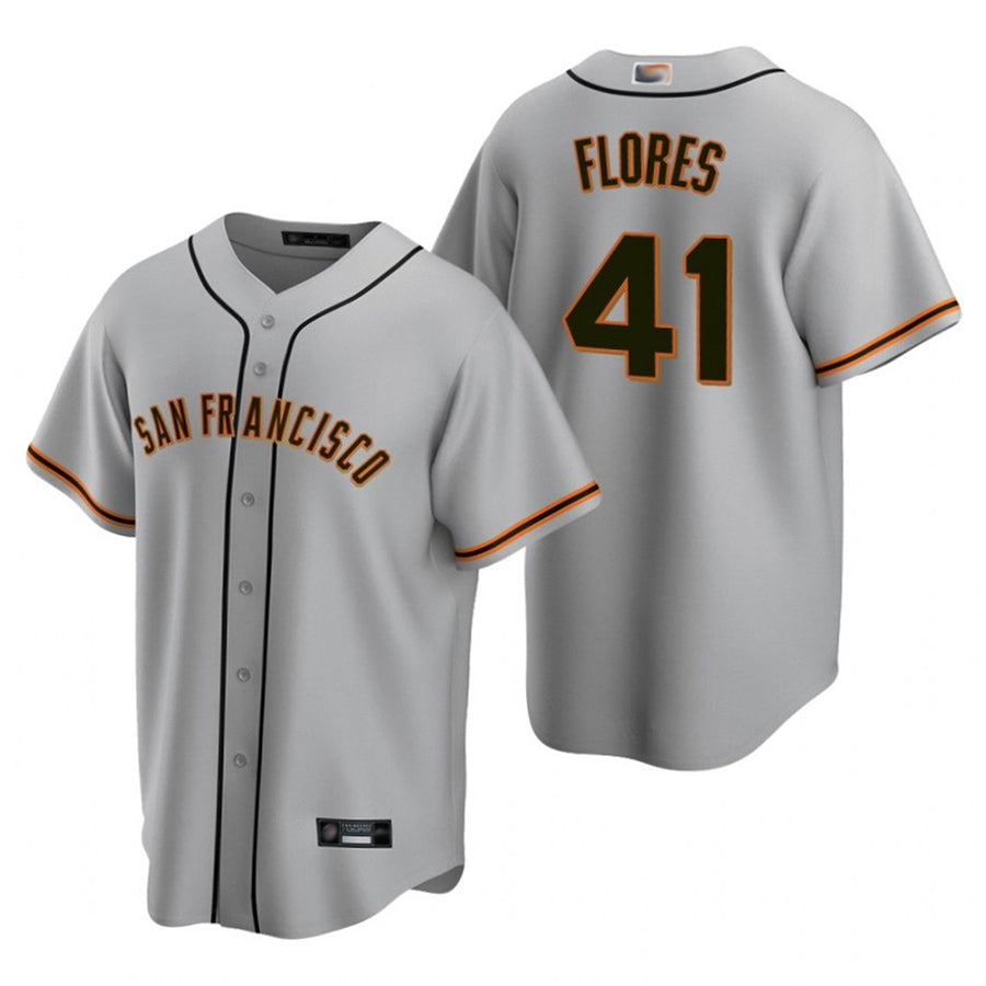 S.Francisco Giants #41 Wilmer Flores Playre Gray Road Replica Baseball Jerseys