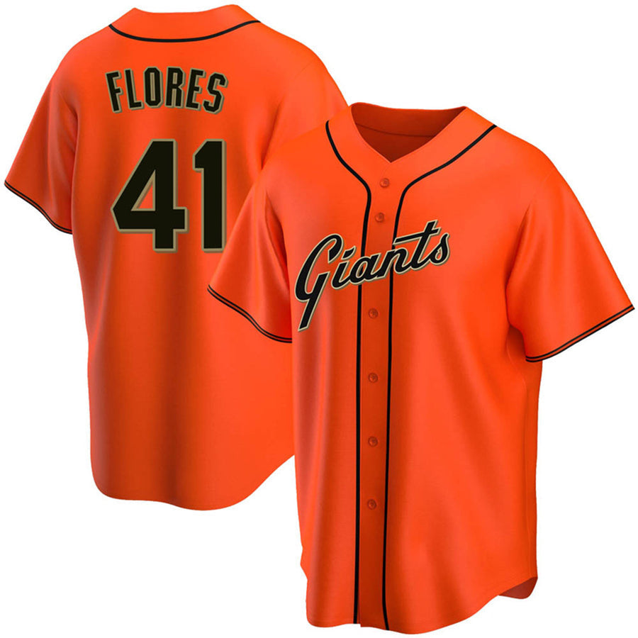 S.Francisco Giants #41 Wilmer Flores Playre Orange Replica Baseball Jerseys