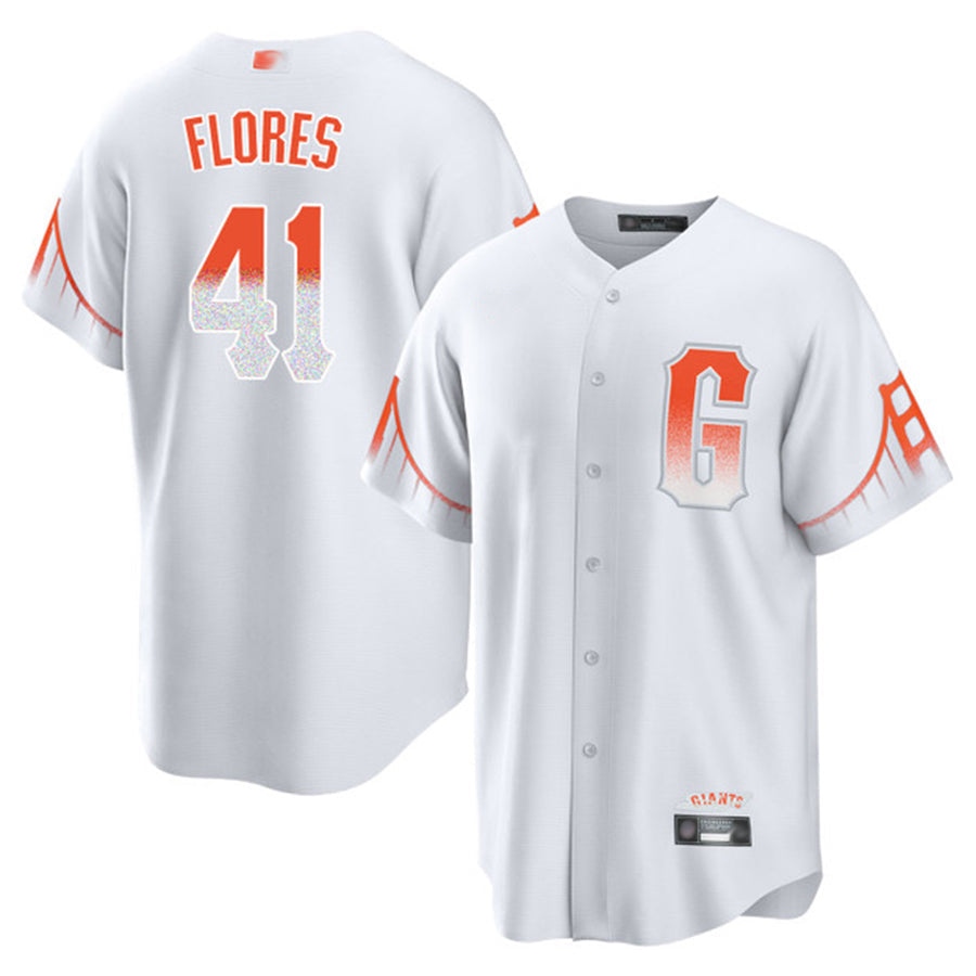 S.Francisco Giants #41 Wilmer Flores Playre White City Connect Baseball Jerseys