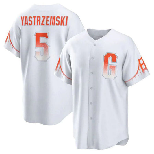 S.Francisco Giants #5 Mike Yastrzemski Player White City Connect Replica Baseball Jerseys
