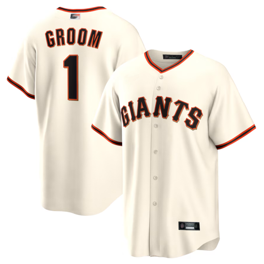 S.Francisco Giants White #1 Groom Player Home Replica Baseball Jerseys