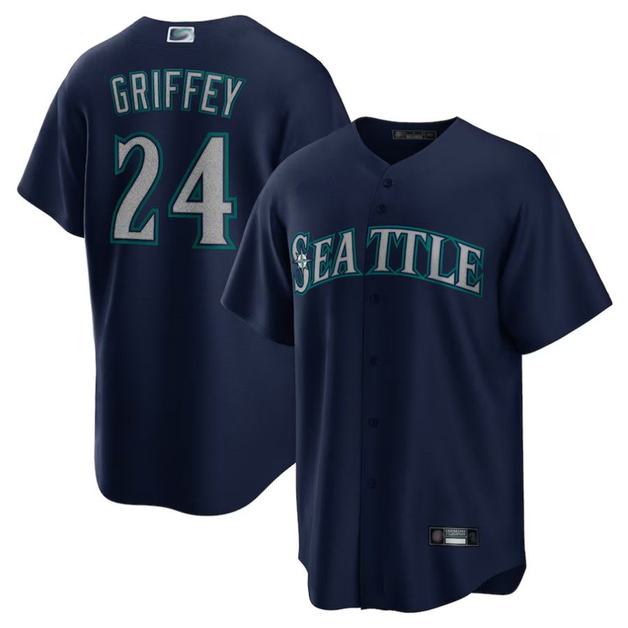 S.Mariners #24 Ken Griffey Jr. Player Navy Replica Baseball Jerseys