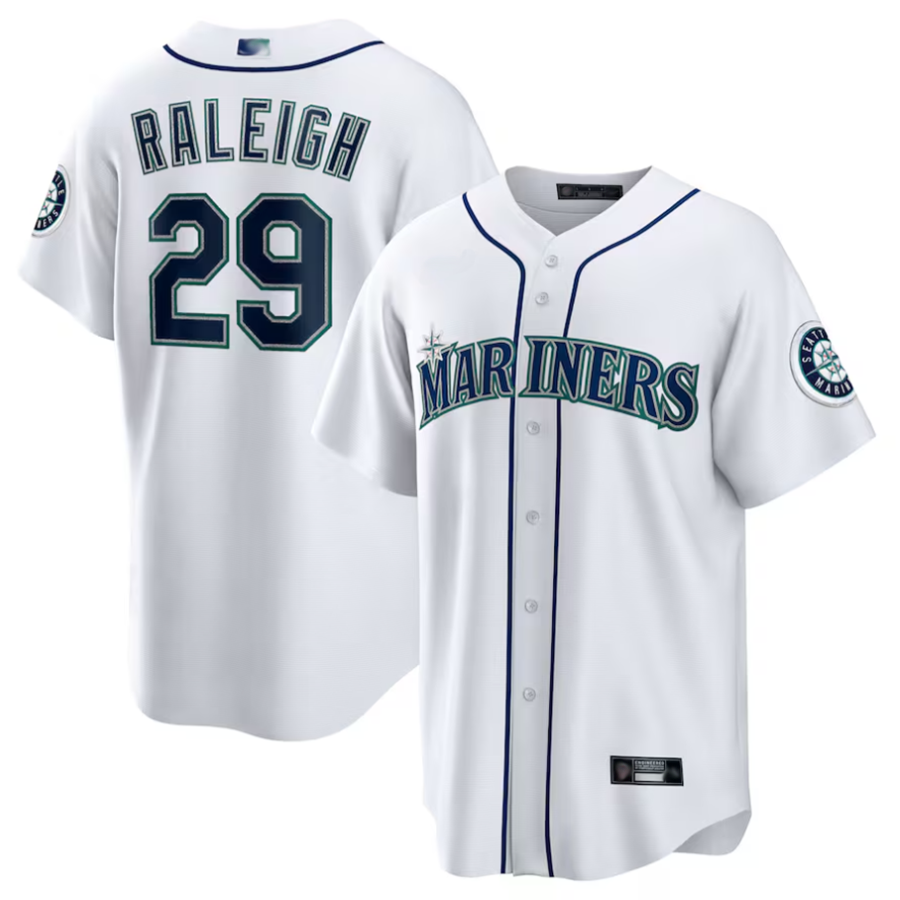 S.Mariners #29 Cal Raleigh Player White Home Replica Baseball Jerseys