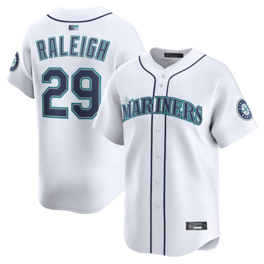 S.Mariners #29 Cal Raleigh Player White Limited Baseball Jerseys