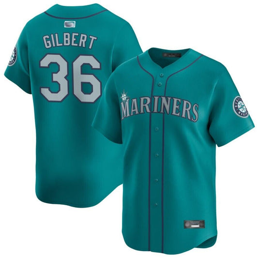 S.Mariners #36 Logan Gilbert Player Aqua Home Limited Baseball Jerseys