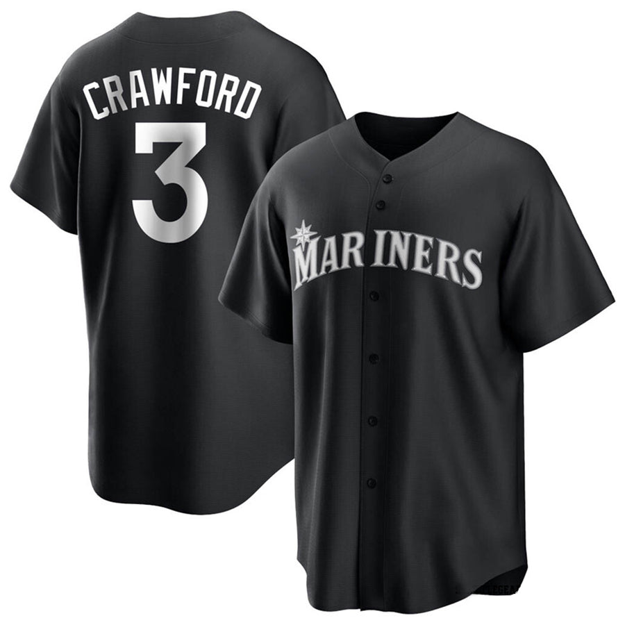 S.Mariners #3 J.P. Crawford Player Black Home Replica Baseball Jerseys