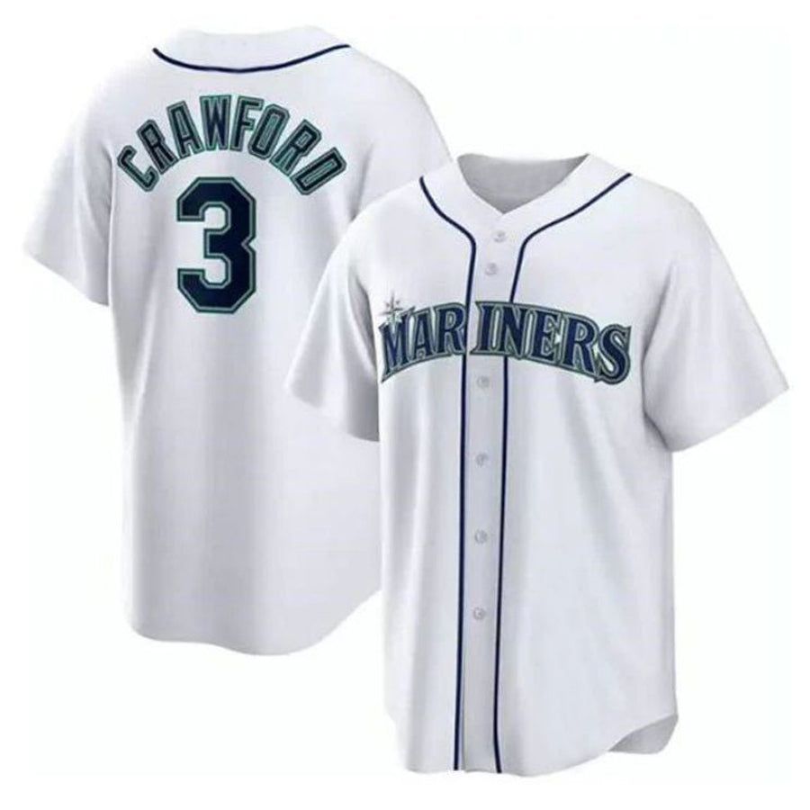 S.Mariners #3 J.P. Crawford Player White Cool Base Home Baseball Jerseys