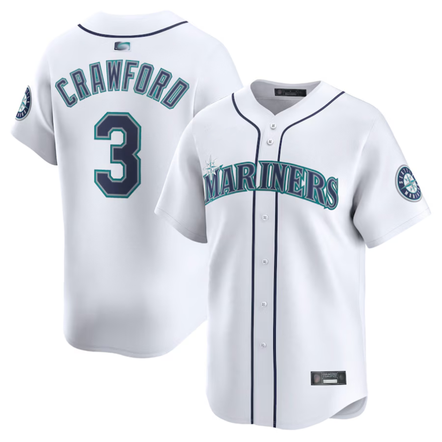 S.Mariners #3 J.P. Crawford Player White Home Limited Baseball Jerseys