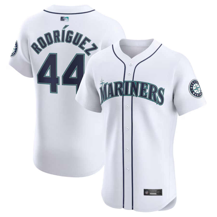 S.Mariners #44 Julio Rodr��aguez Player White Home Elite Baseball Jerseys