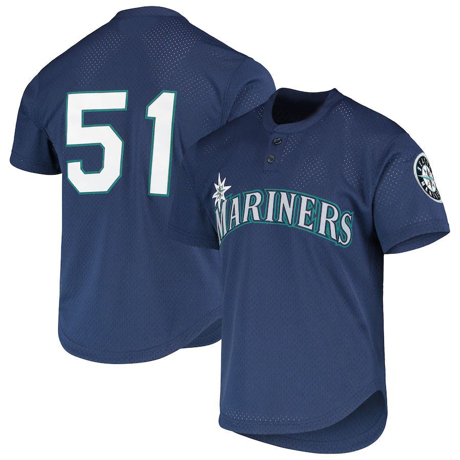 S.Mariners #51 Ichiro Suzuki Player Royal Cooperstown Collection Mesh Batting Practice Baseball Jerseys