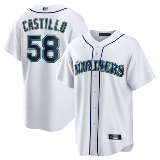 S.Mariners #58 Luis Castillo Player White Home Replica Baseball Jerseys
