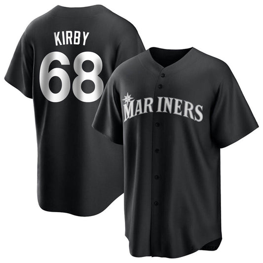 S.Mariners #68 George Kirby Player Black Home Replica Baseball Jerseys