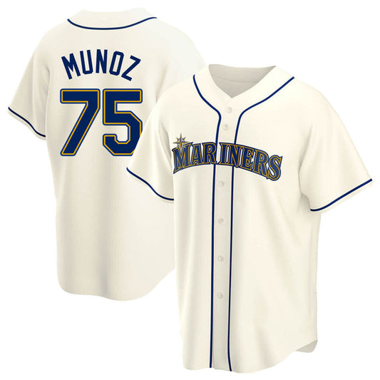 S.Mariners #75 Andres Munoz Player Ceram Home Replica Baseball Jerseys