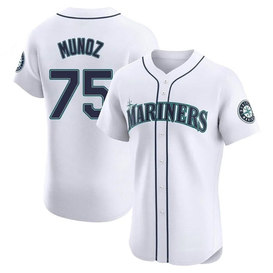 S.Mariners #75 Andres Munoz Player White Home Limited Elite Baseball Jerseys