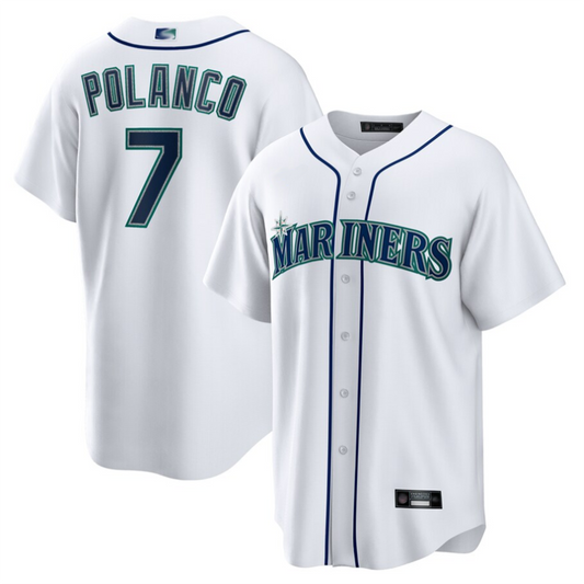 S.Mariners #7 Jorge Polanco Player White Home Replica Baseball Jerseys