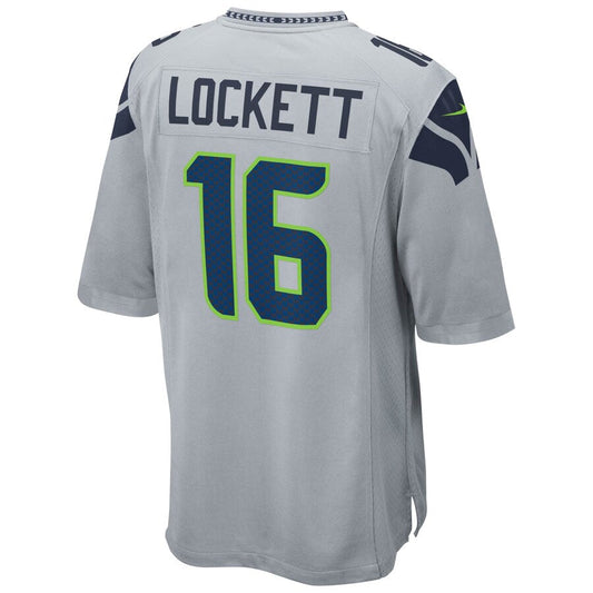 S.Seahawks #16 Tyler Lockett Player Grey Game Football Jerseys
