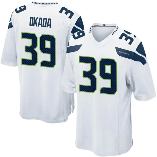 S.Seahawks #39 Ty Okada Player White Home Game Football Jerseys