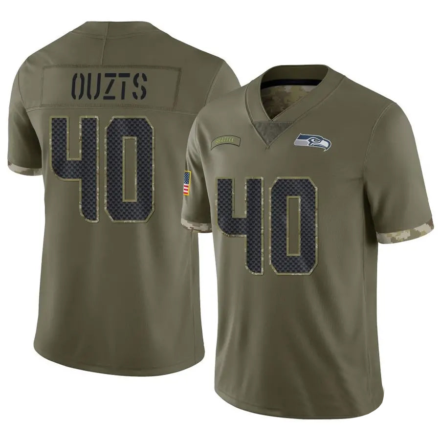 S.Seahawks #40 Robbie Ouzts Player Salute to Service Olive Football Jerseys