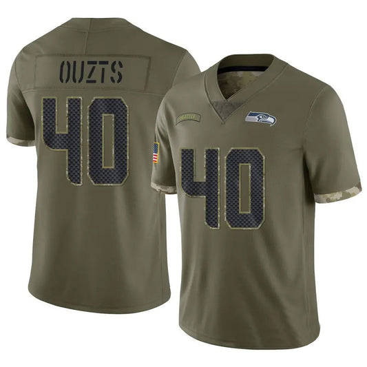 S.Seahawks #40 Robbie Ouzts Player Salute to Service Olive Football Jerseys