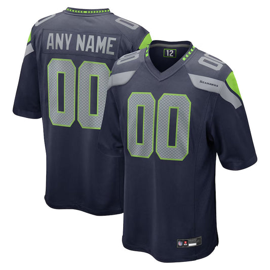 S.Seahawks Home Game Football Jerseys - Navy - Custom