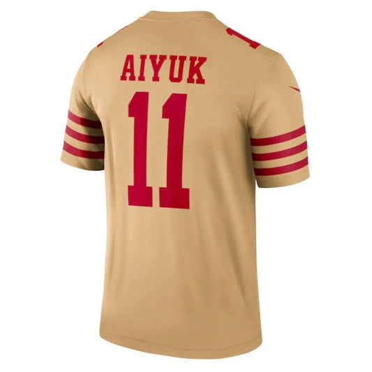 #11 Brandon Aiyuk Player SF.49ers Gold Inverted Legend Football Jerseys
