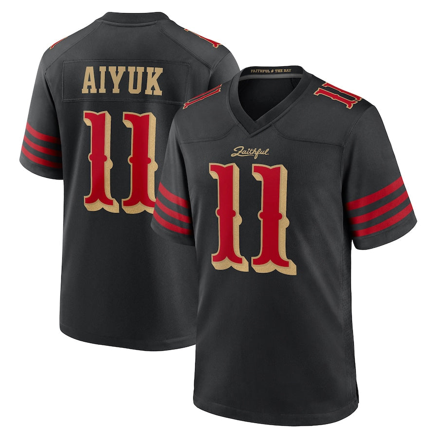 SF.49ers #11 Brandon Aiyuk Player Rivalries Collection Black Game Football Jerseys
