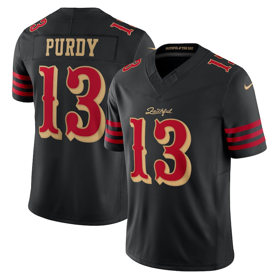 SF.49ers #13 Brock Purdy Player Rivalries Vapor Limited Black Football Jerseys