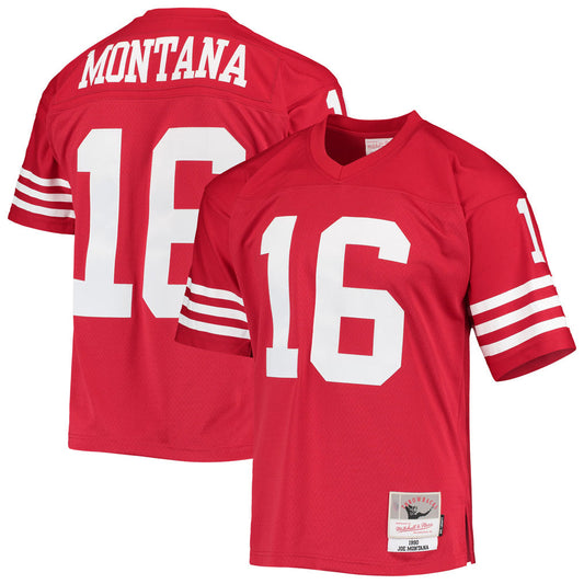 SF.49ers #16 Joe Montana Player Mitchell & Ness Legacy Replica Scarlet Football Jerseys