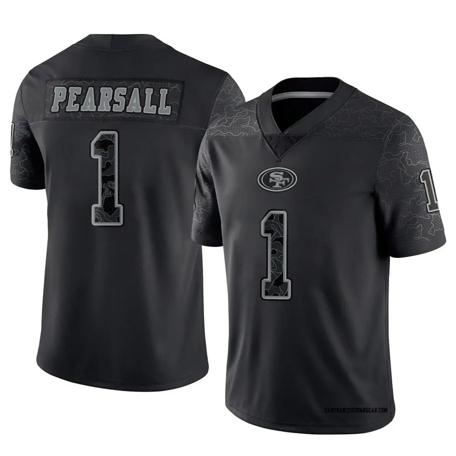 SF.49ers #1 Ricky Pearsall Player Black RFLCTV Limited Football Jerseys