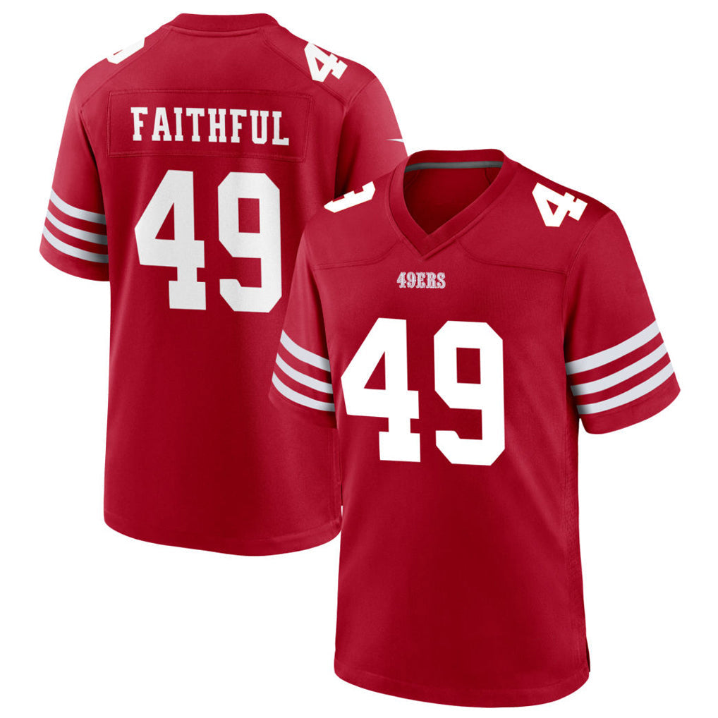 SF.49ers #49 The Faithful Player Scarlet Home Game Football Jerseys