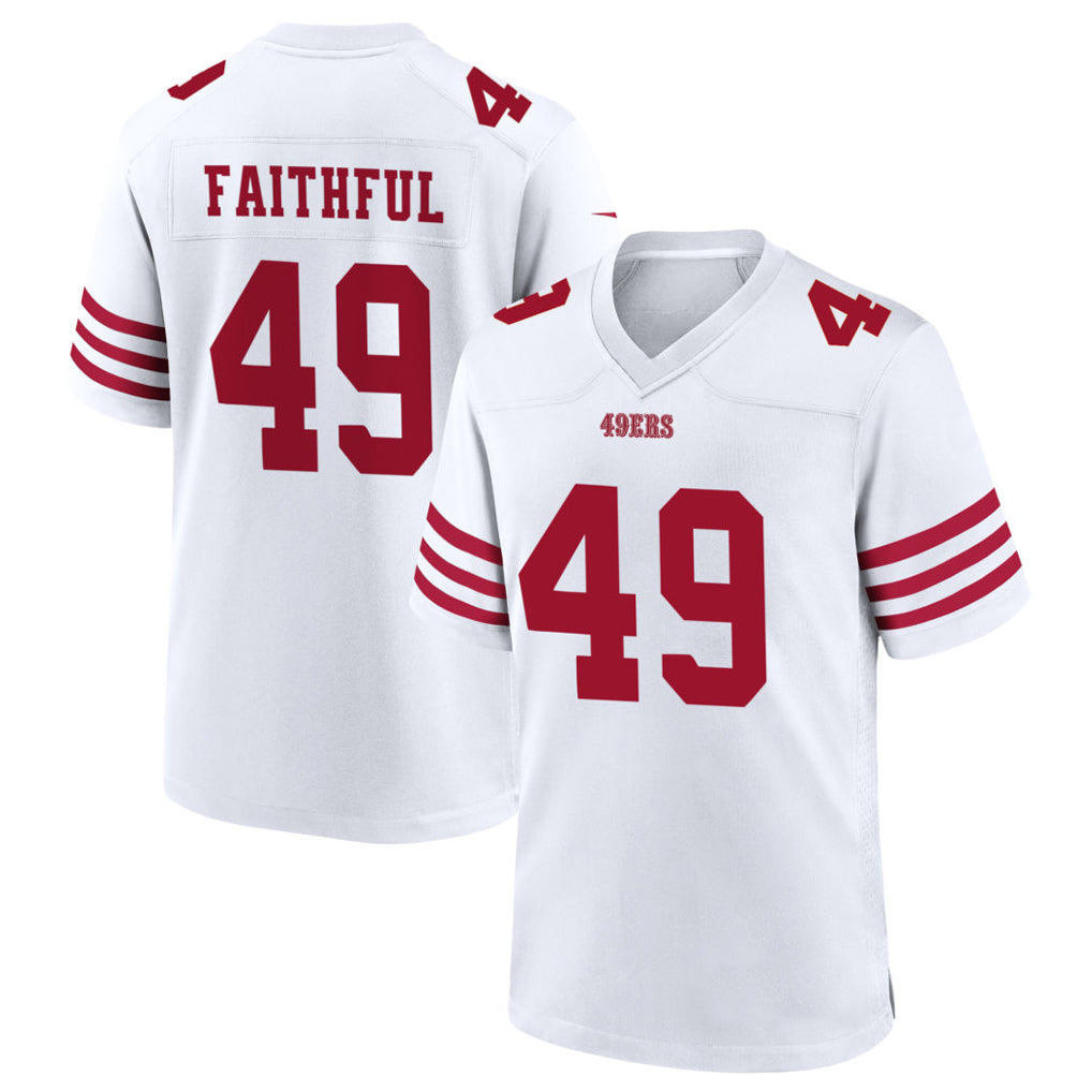 SF.49ers #49 The Faithful Player White Home Game Football Jerseys