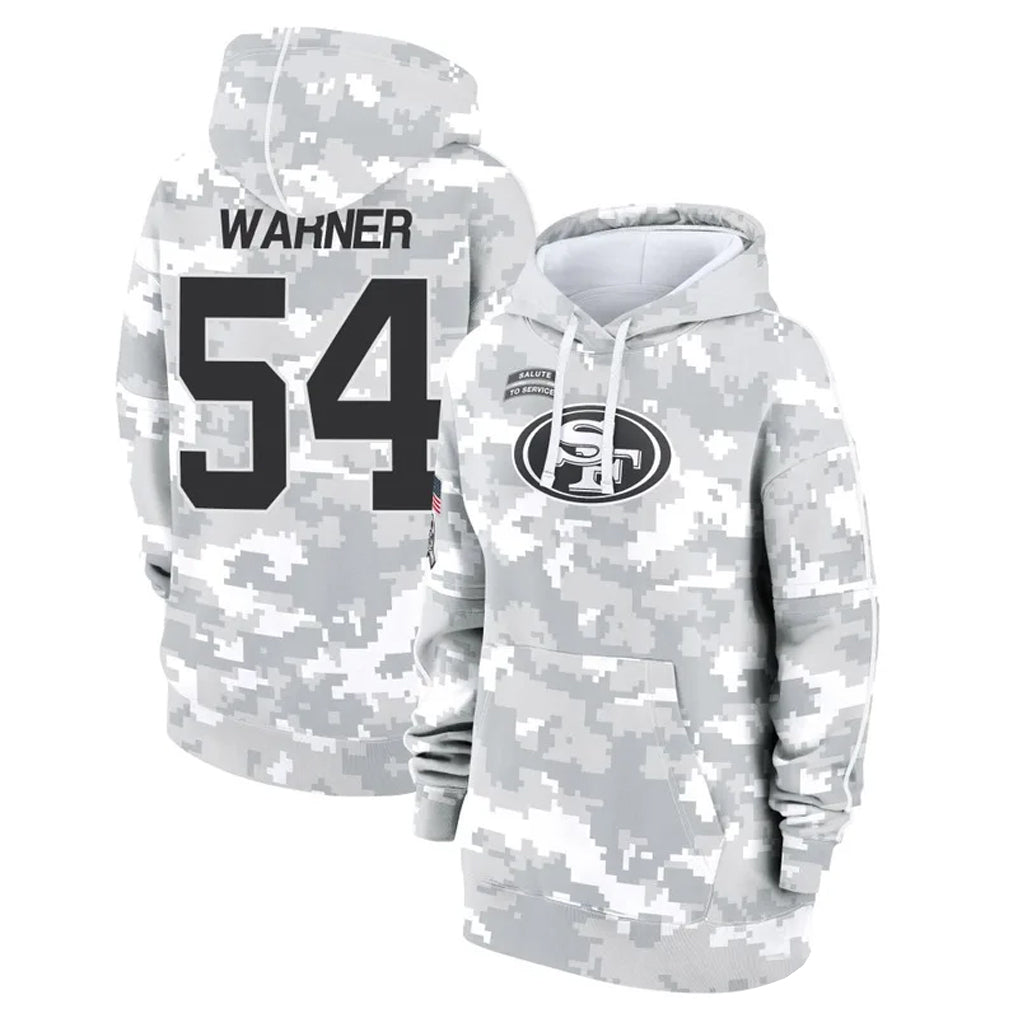 SF.49ers #54 Fred Warner Player Arctic Camo Salute to Service Hoodies Football Jerseys