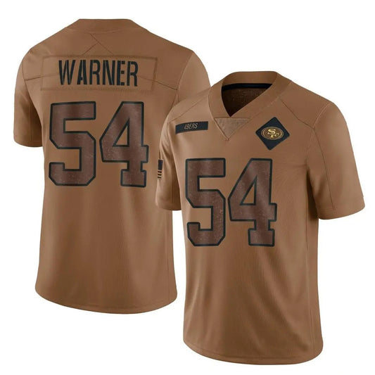 SF.49ers #54 Fred Warner Player Brown Salute To Service Limited Football Jerseys