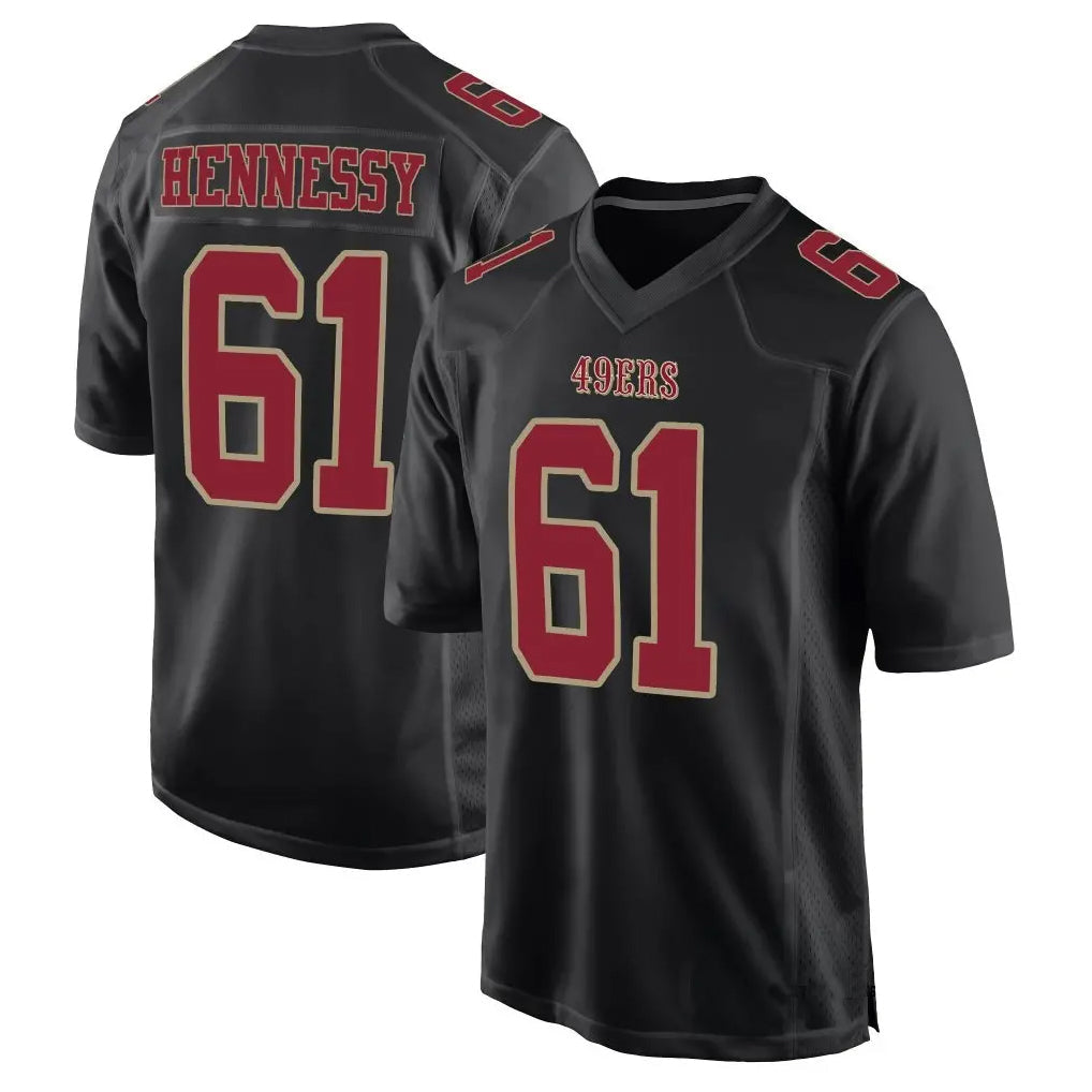 SF.49ers #61 Matt Hennessy Player Black Fashion Game Football Jerseys