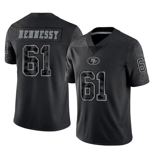 SF.49ers #61 Matt Hennessy Player Black RFLCTV Limited Football Jerseys
