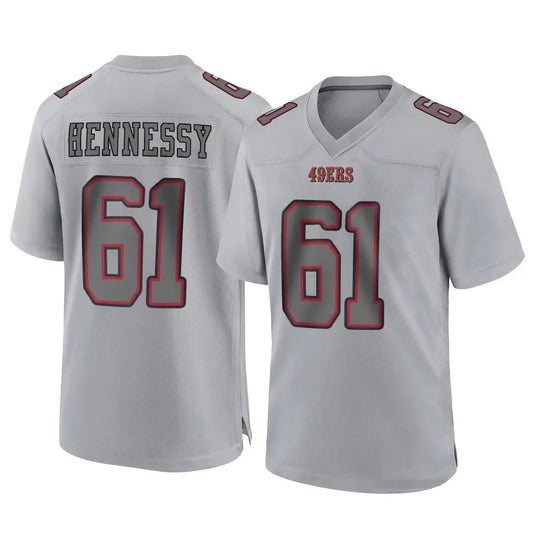 SF.49ers #61 Matt Hennessy Player Gray Game Football Jerseys
