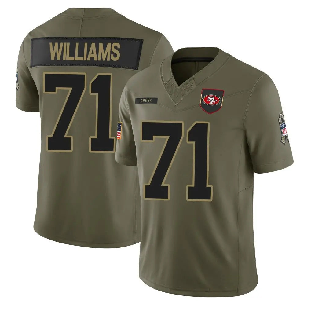 SF.49ers #71 Trent Williams Player Salute To Service Limited Olive Football Jerseys