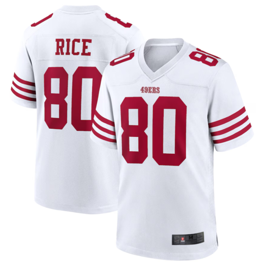 #80 Jerry Rice Player SF.49ers White Game Football Jerseys