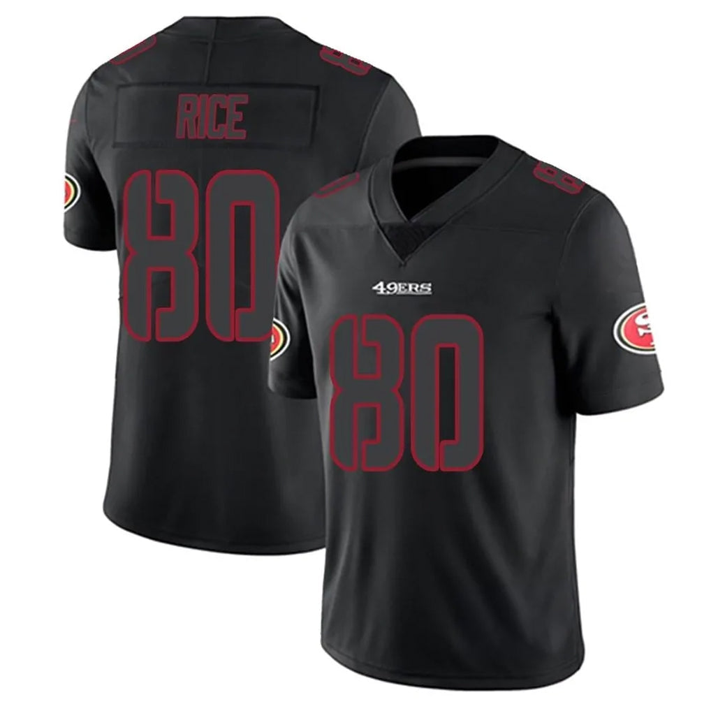 SF.49ers #80 Jerry Rice Player Black Limited Rush Impact Football Jerseys