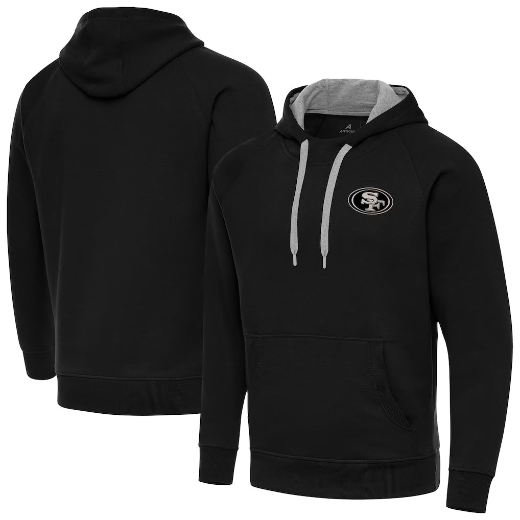 SF.49ers Black Brushed Carbon Victory Pullover Hoodie Player Football Jerseys