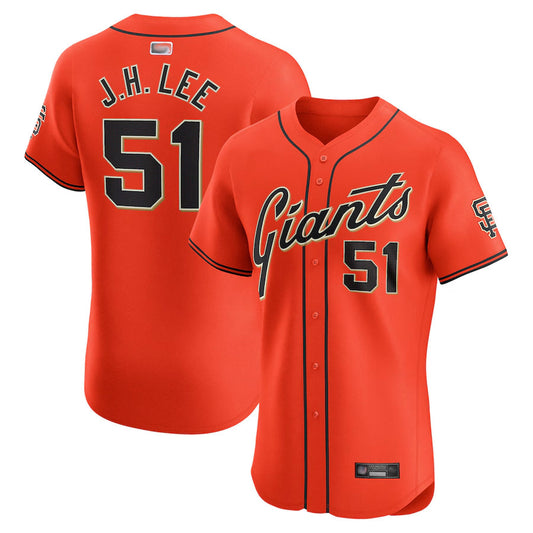 S.Francisco Giants #51 Jung Hoo Lee Player Orange Elite Baseball Jerseys
