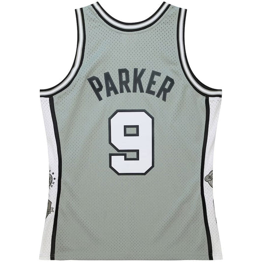 S.Antonio Spurs #9 Tony Parker Player Jersey Unisex Hall of Fame Class of Throwback Swingman Jersey - Gray Stitched American Basketball Jerseys