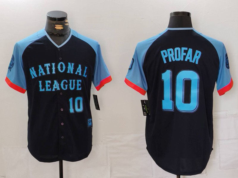 S.Diego Padres #10 Jurickson Profar Number Navy All Star Limited Stitched Baseball Jerseys