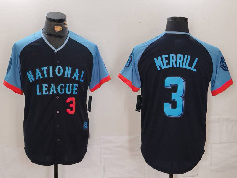 S.Diego Padres #3 Jackson Merrill Navy All Star Limited Jersey Stitched Baseball Jerseys