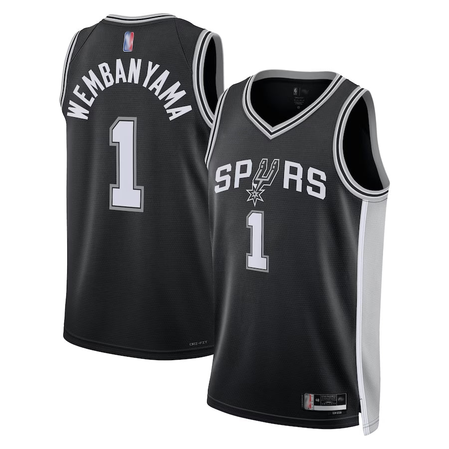 SA.Spurs #1 Victor Wembanyama Player Black Swingman Icon Edition Basketball Jerseys