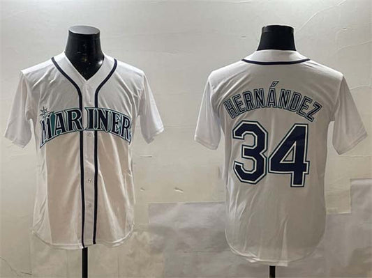 S.Mariners #34 F��|lix Hern����ndez Player White Cool Base Stitched Baseball Jerseys