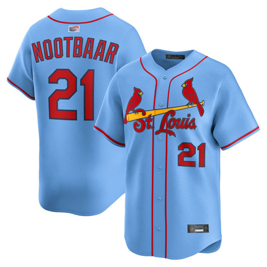 St.Louis Cardinals #21 Lars Nootbaar Player Light Blue Limited Home Baseball Jerseys