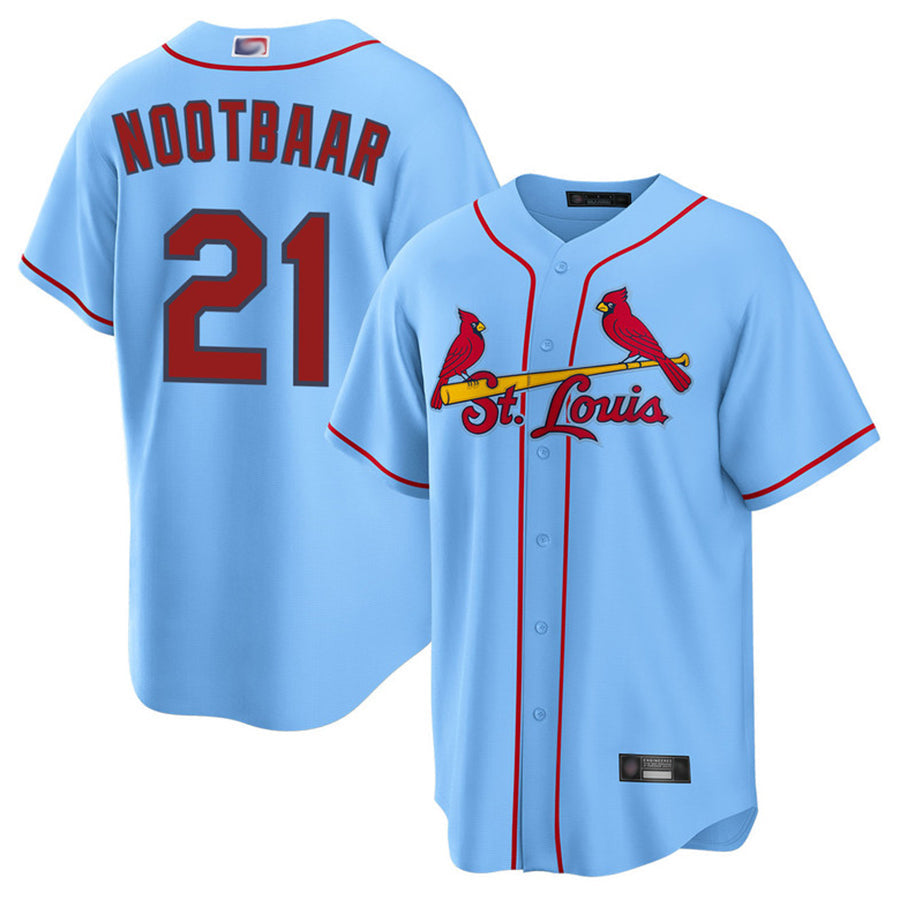 St.Louis Cardinals #21 Lars Nootbaar Player Light Blue Replica Baseball Jerseys