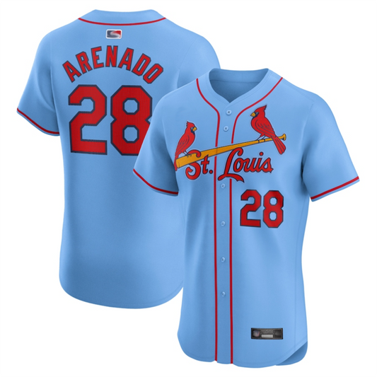 St.Louis Cardinals #28 Nolan Arenado Player Light Blue Elite Baseball Jerseys