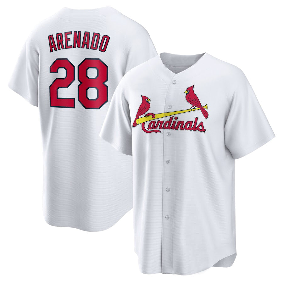 St.Louis Cardinals #28 Nolan Arenado Player White Home Replica Baseball Jerseys
